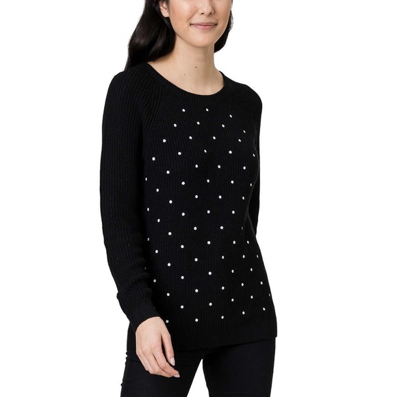 Elle Women's Crew Neck Sweater polka dot-Size L - Picture 1 of 6